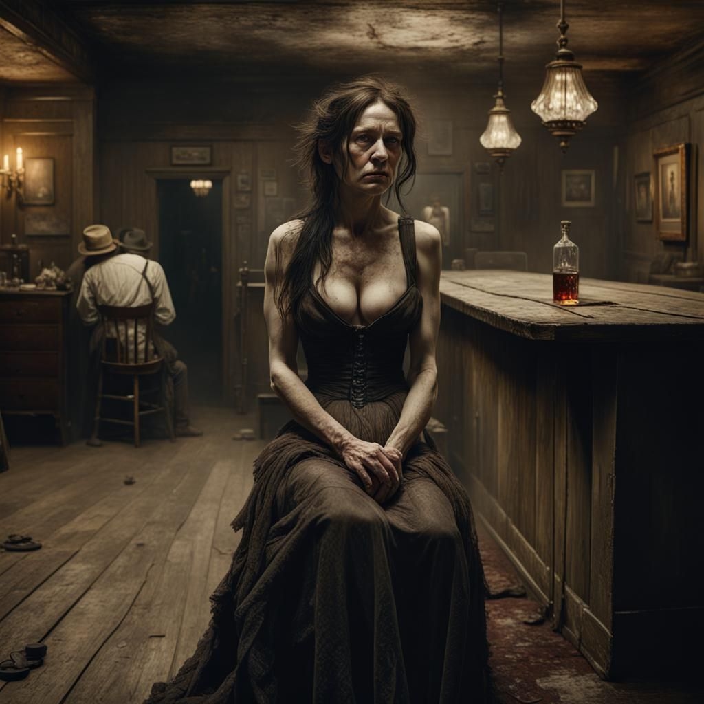 Creepy Brothel Woman in Wild West Saloon
