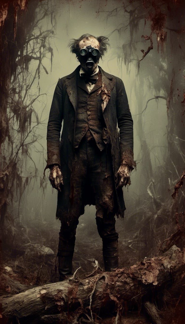 Macabre Man Hiding in Bush with Binoculars