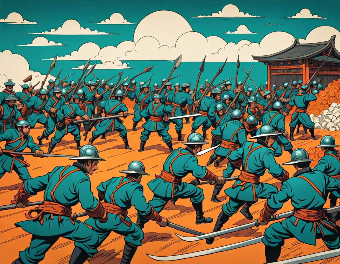 Vibrant Comic Art of a Dynamic Crowd