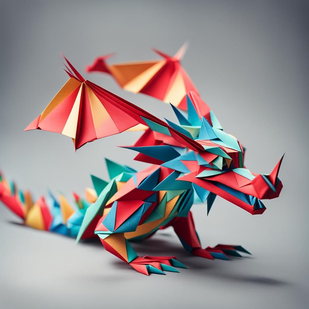 Origami Dragon in Dr. Seuss Style