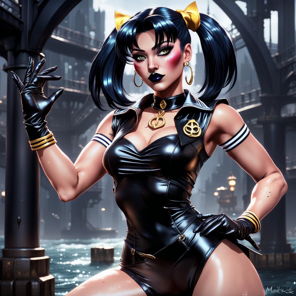 Athletic Goth Sailor Scout in Comic Book Art