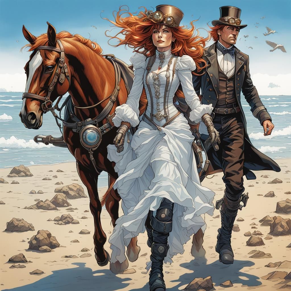 Steampunk Fairy Portrait on California Beach