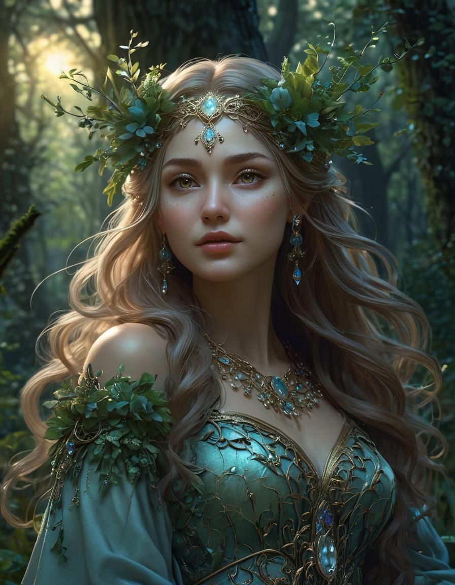 Mystical Forest Goddess in Salvador Dali Style