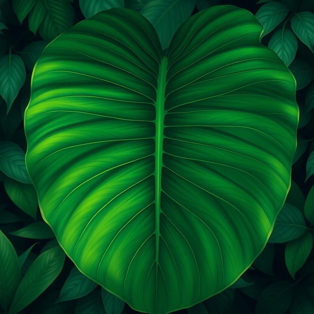 Emerald Monstera Leaf in Lush Jungle: Matte Painting