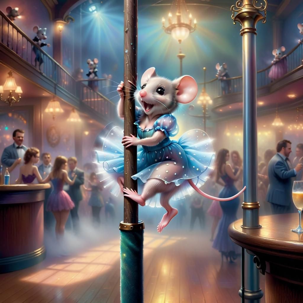 Mouse Pole Dancer in Ethereal Fantasy Style