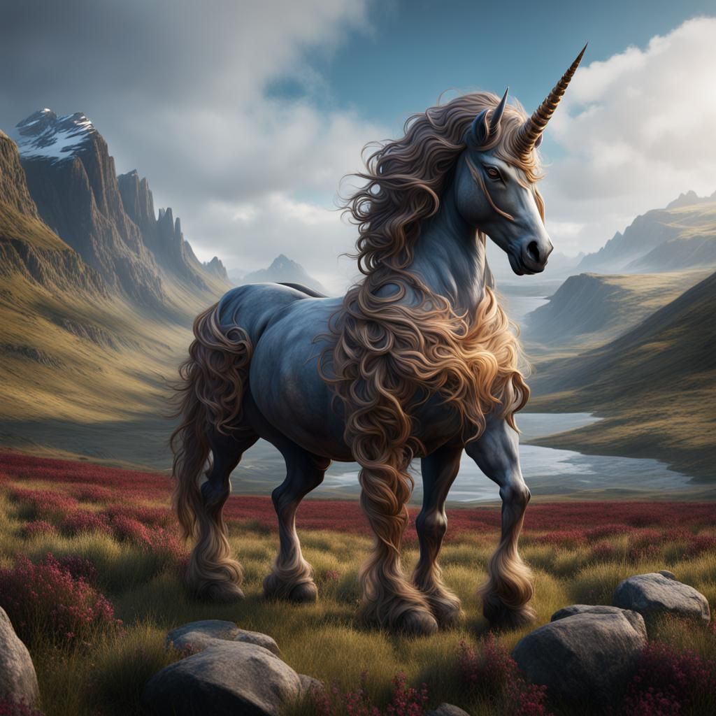 Scottish Unicorn Fantasy Concept Art in 8K