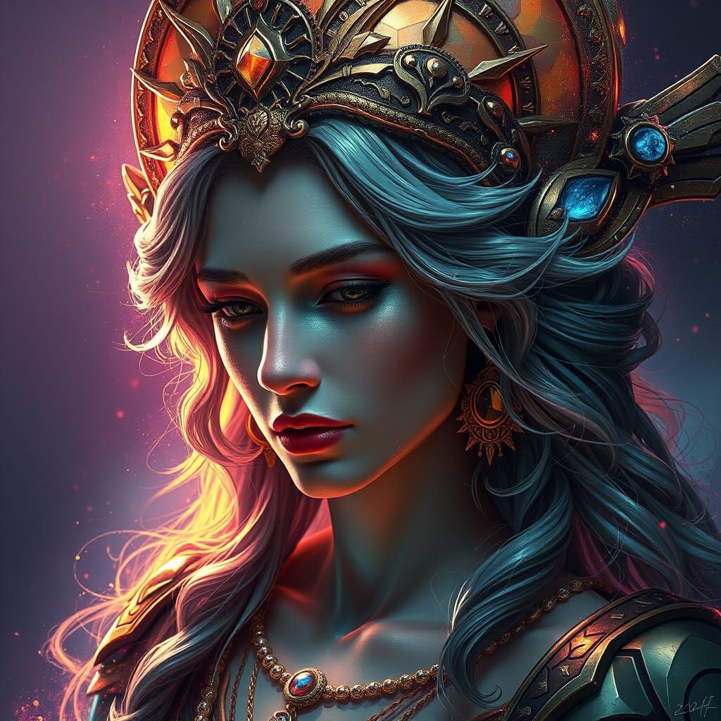 Goddess Sophia in Vibrant Triadic Colors