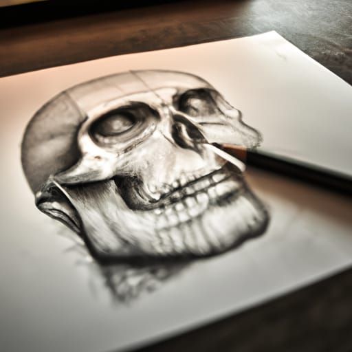 Skull Reflection: Detailed Pencil Sketch Portrait