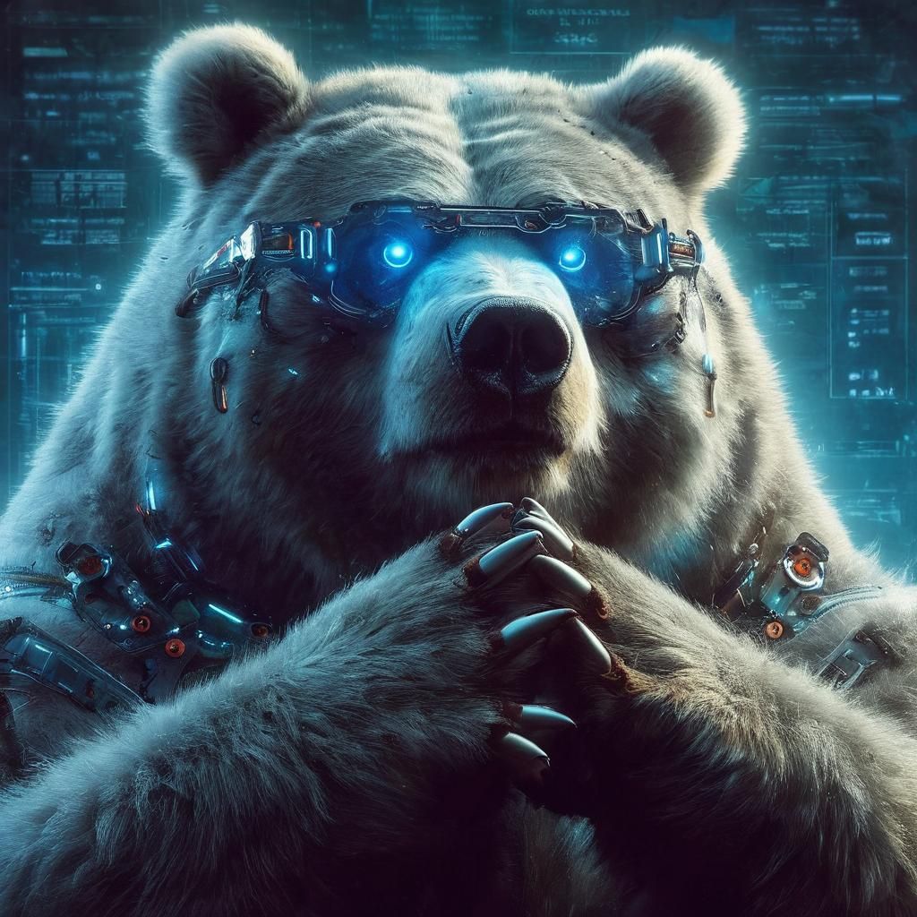 Playful Obese Kodiak Bear in Utopian Darkness