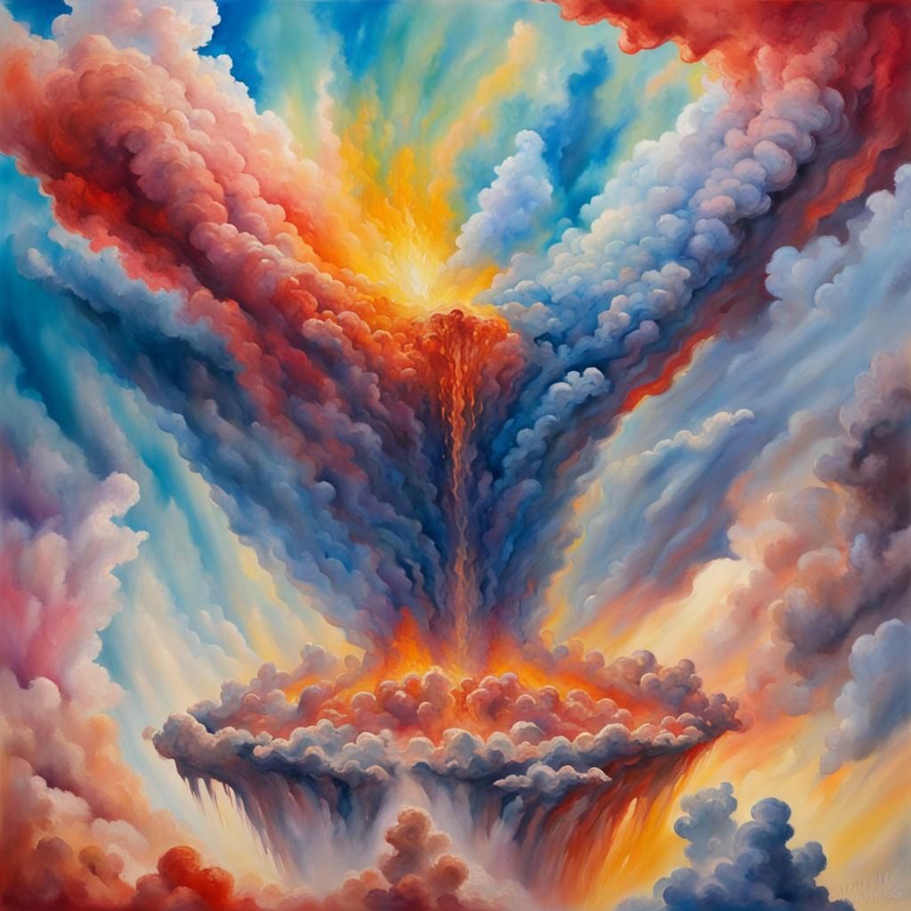 Heaven and Hell Inversion: Gouache Watercolor Masterpiece