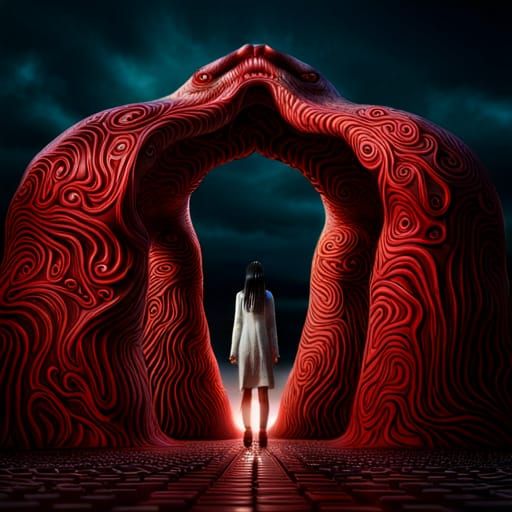 Junji Ito Style Demonic Monsters Engulf Portal