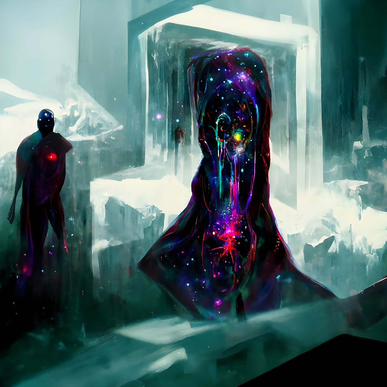 Sinister Antimatter Astral Illustration in Mixed Media