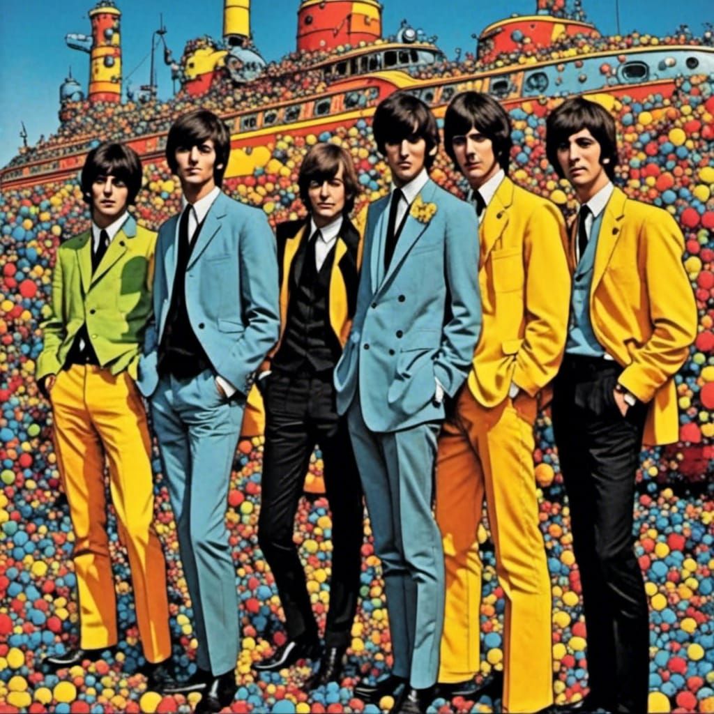 <lora:Snap Crackle POP:1.0> Yellow submarine, the Beatles