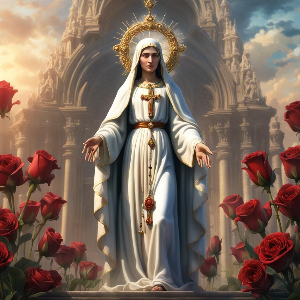 Virgin Mary, Queen of Rosary: Detailed Matte Painting