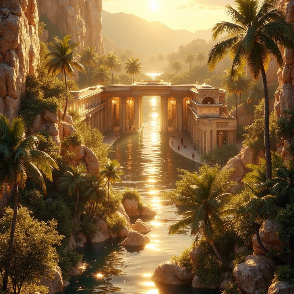 Atlantis Reimagined on Grecian Island in Golden Hour