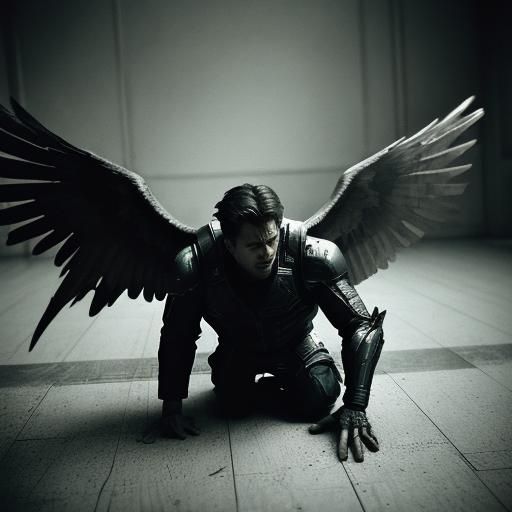 Ethereal Hero vs Fallen Warrior in Cinematic Film Still