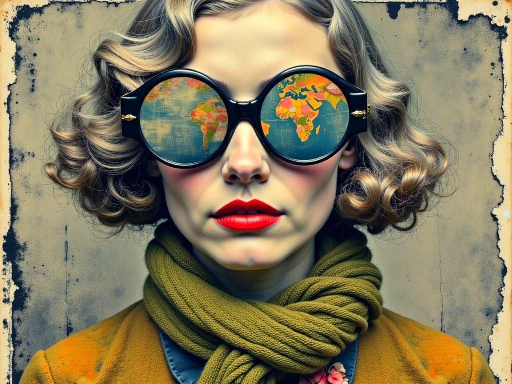 Iris Apfel's Gaze: Reflections in Suede Texture