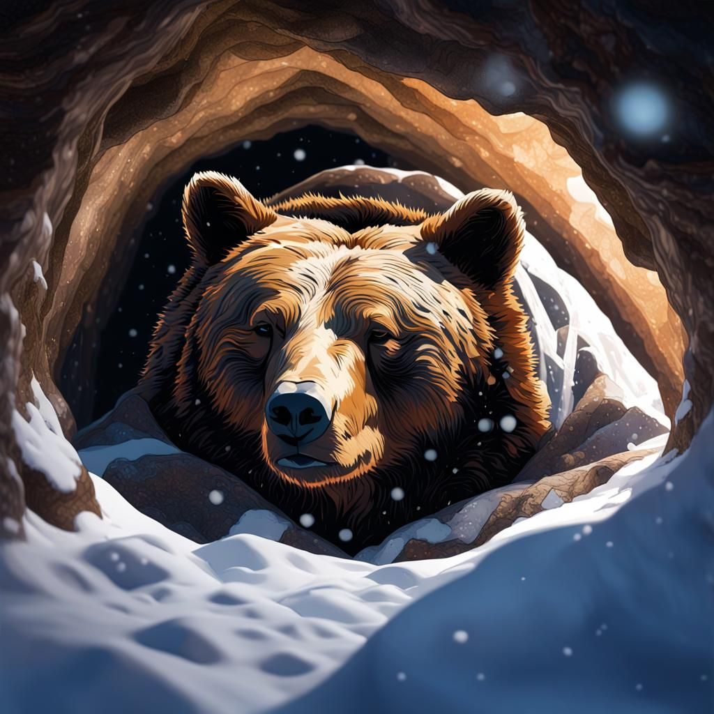Sleeping Bear Double Exposure: Dark Fantasy Concept Art