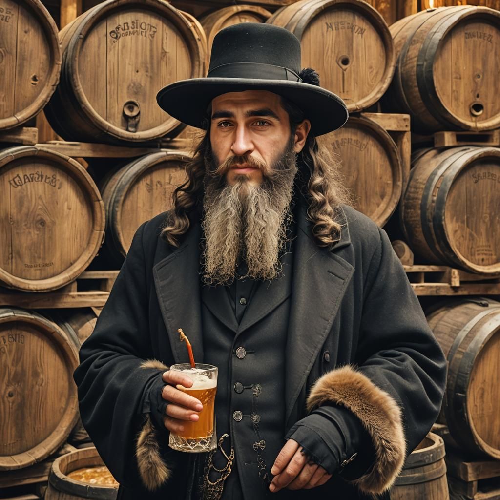 Hasidic Man with Drink, Rembrandt-Inspired Lighting
