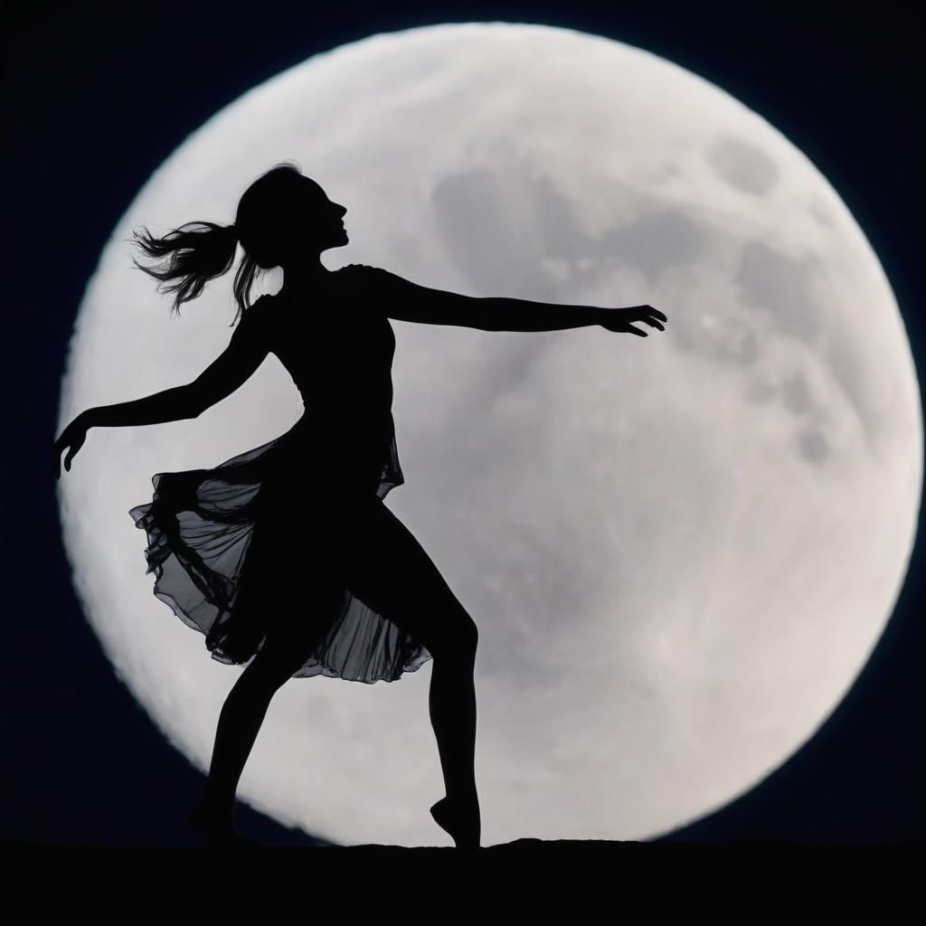 Dancing Woman Silhouetted Against the Moon