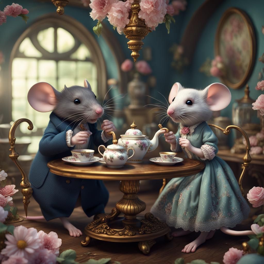 Charming Mice Host a Whimsical Tea Party