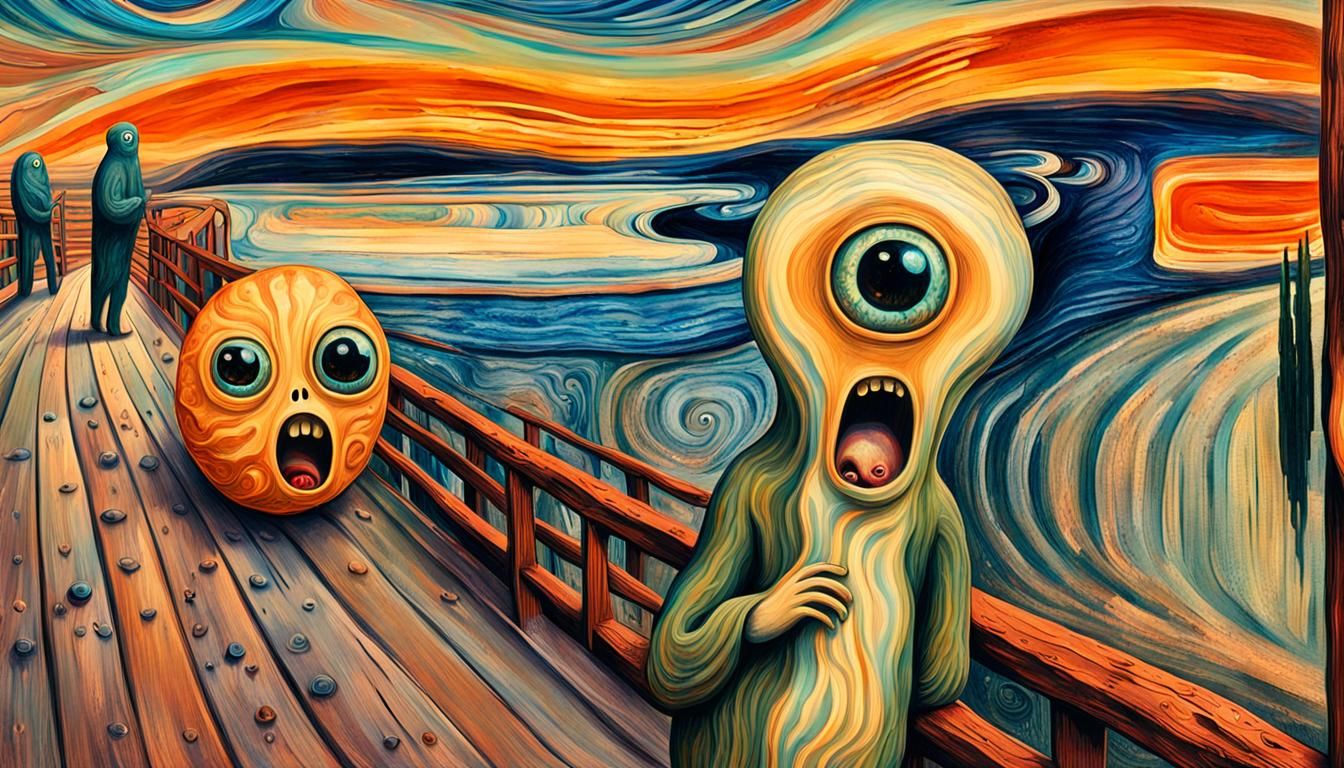 Screaming Foraminifera in Sci-Fi Fractal Landscape