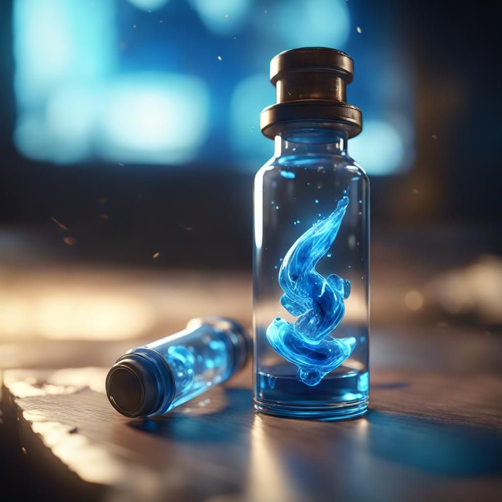 Vial of Blue Energy in 3D Game Style