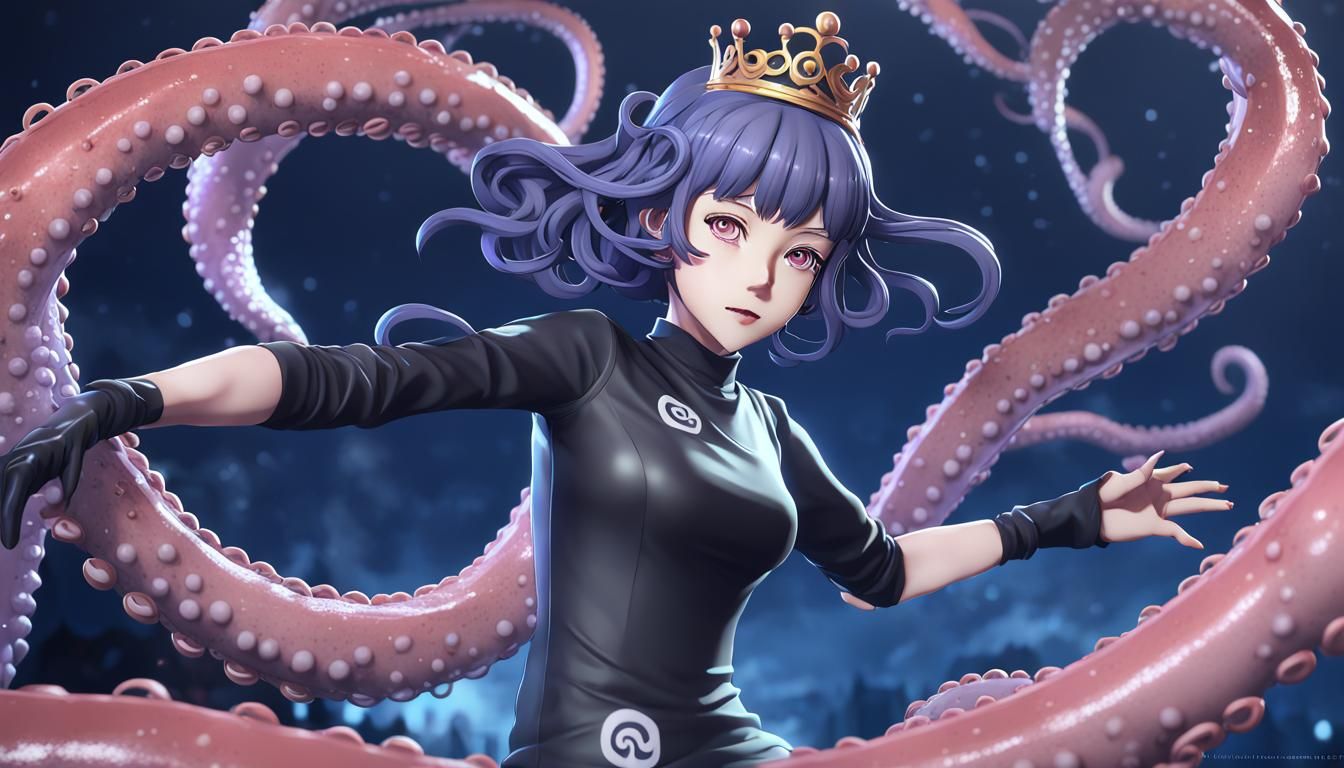 Hinata Hyuga: 3D Anime Art in Tentacle Style
