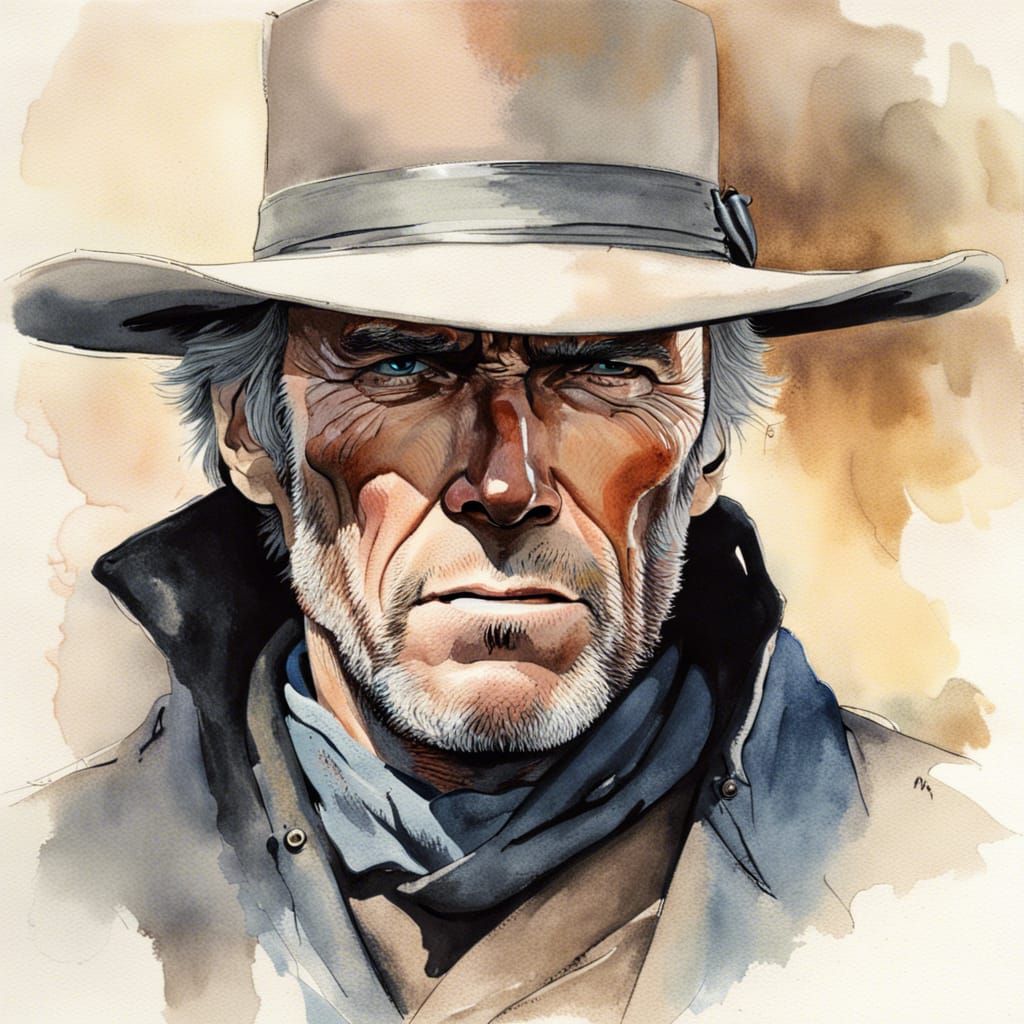 Hyperrealistic Pale Rider Portrait in Watercolor Style