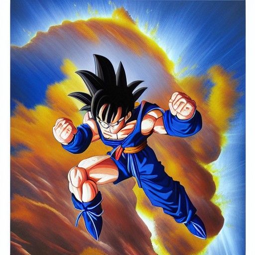 Dragon Ball Character in Oil Painting Style