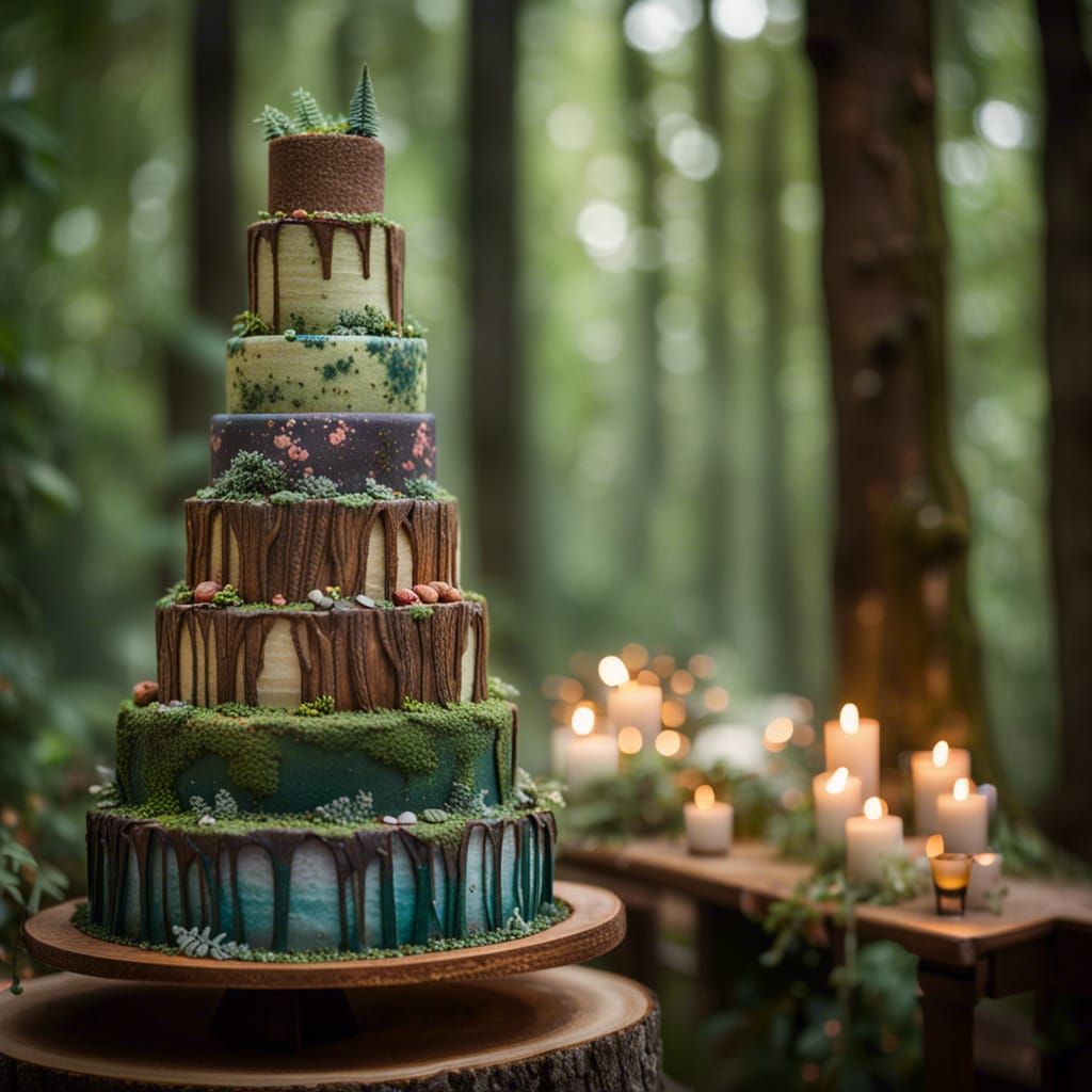 Magical Forest Wedding Cake: Professional Photography