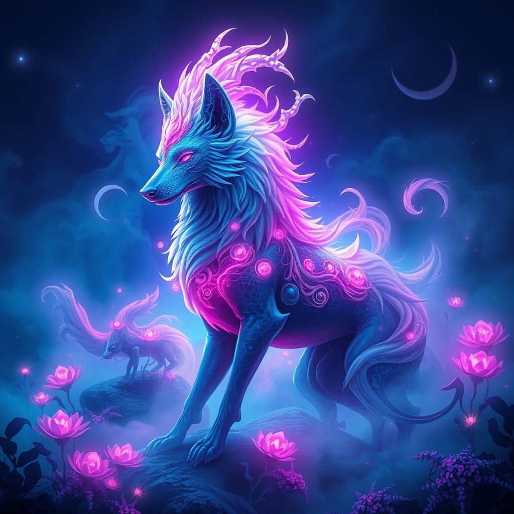 Regal Sigma Dog in Mystical Dreamlike Environment