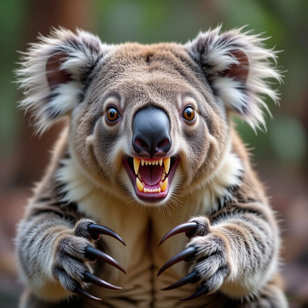 Evil Koala Bear with Claws and Sharp Teeth