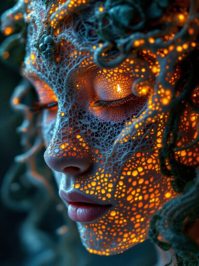 Lace Portrait in Embossed 3D Style