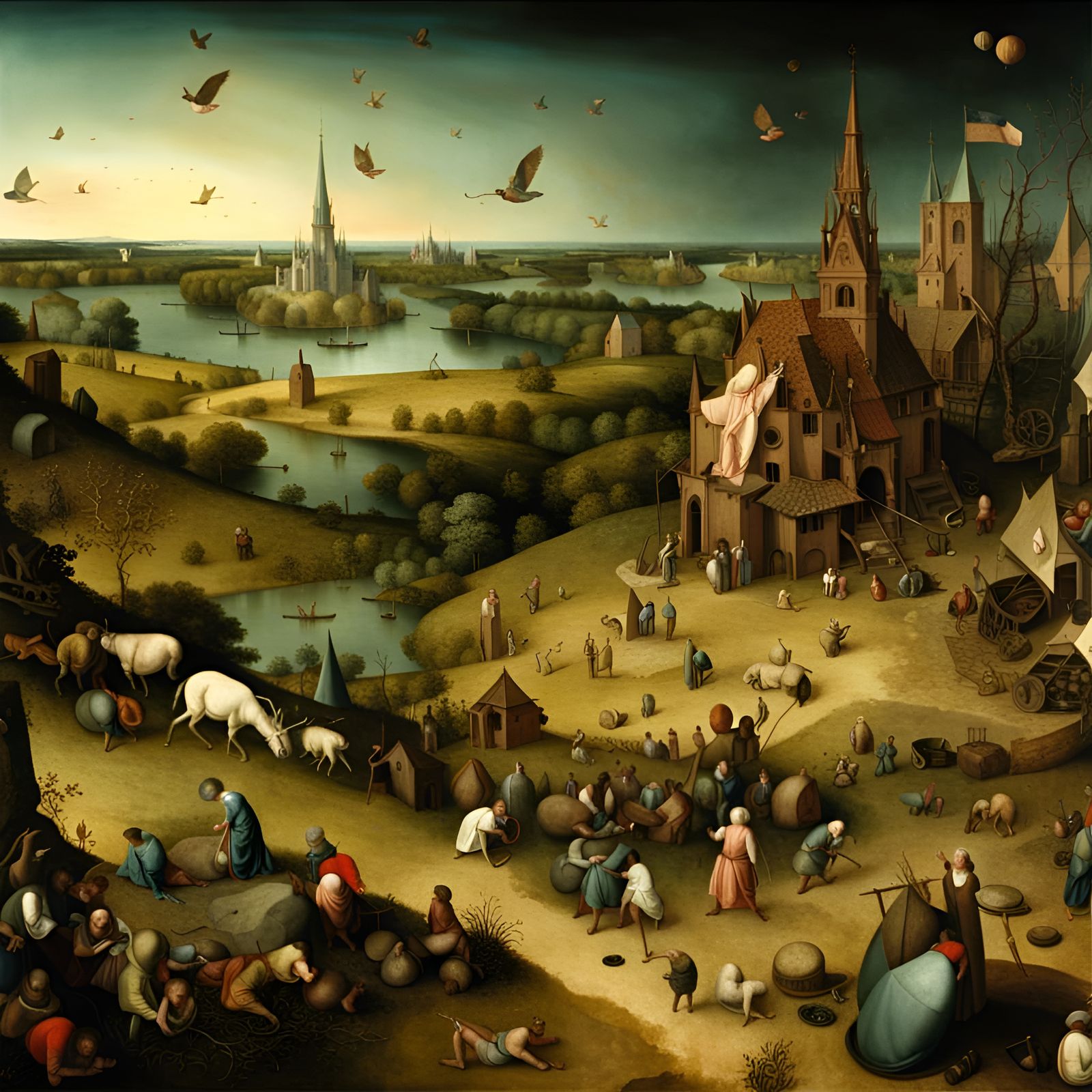 Surreal Landscape in Style of Bosch