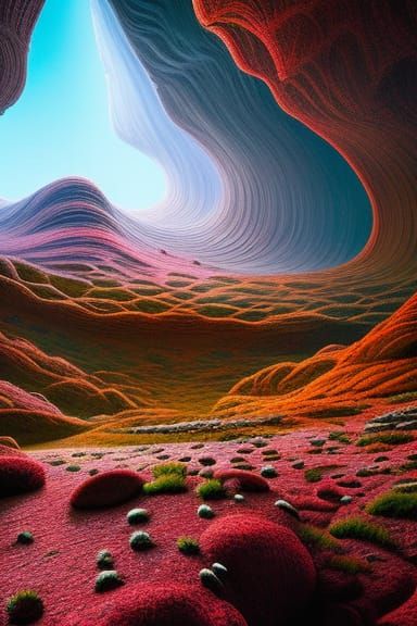 Surreal Alien Landscape with Luminescent Flora