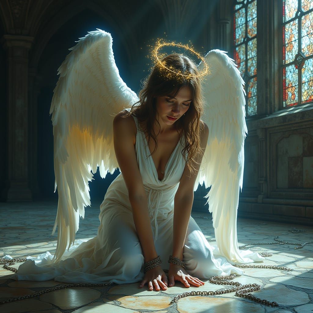 Fallen Angel in Chains, Ancient Marble Floor