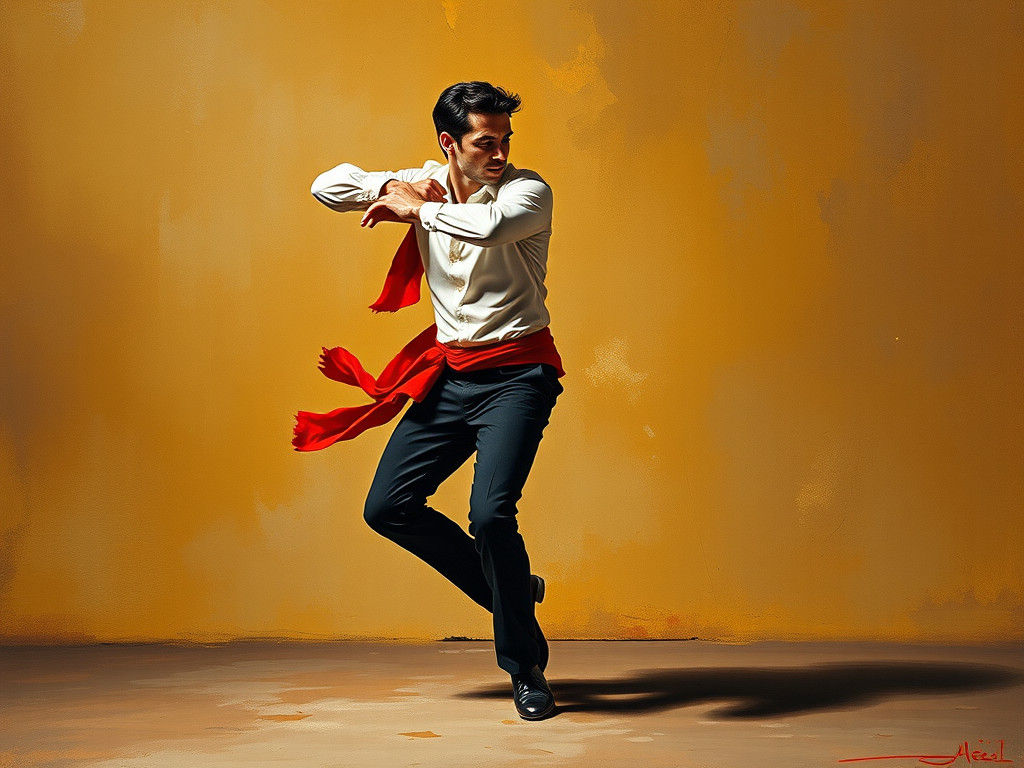 Flamenco Dancer in Expressive Impasto Style