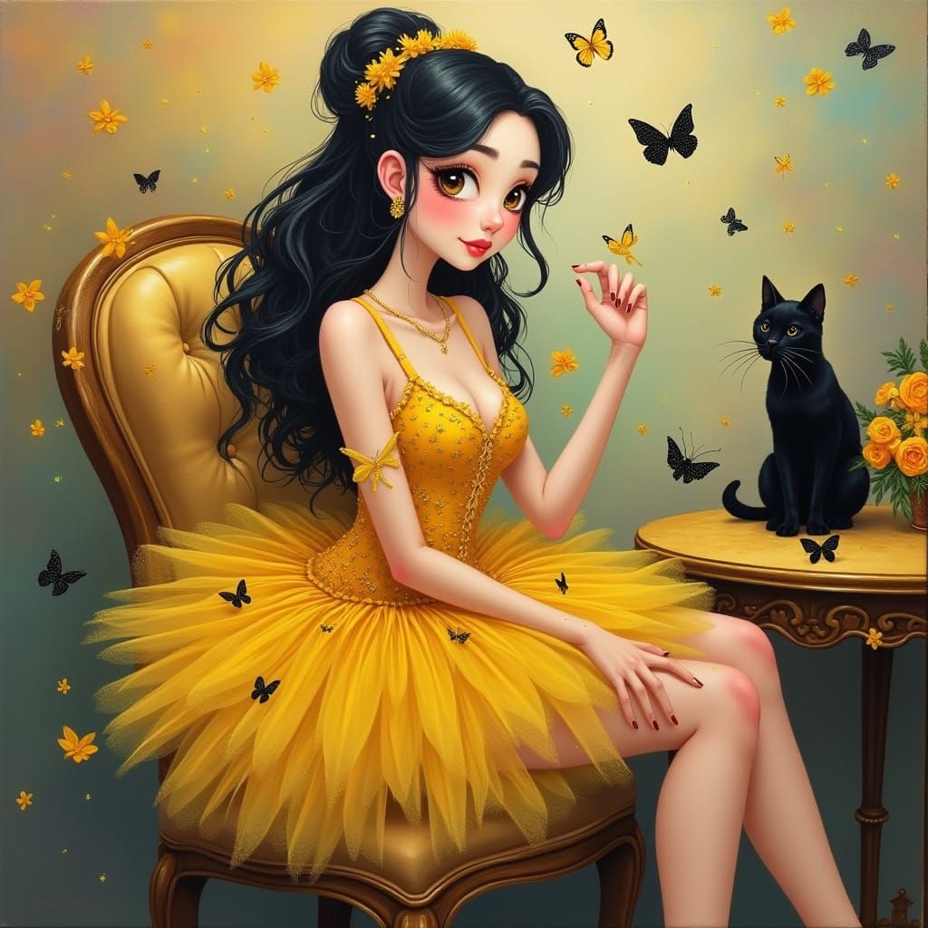 Elegant Whimsical Woman in Pastel Paradise