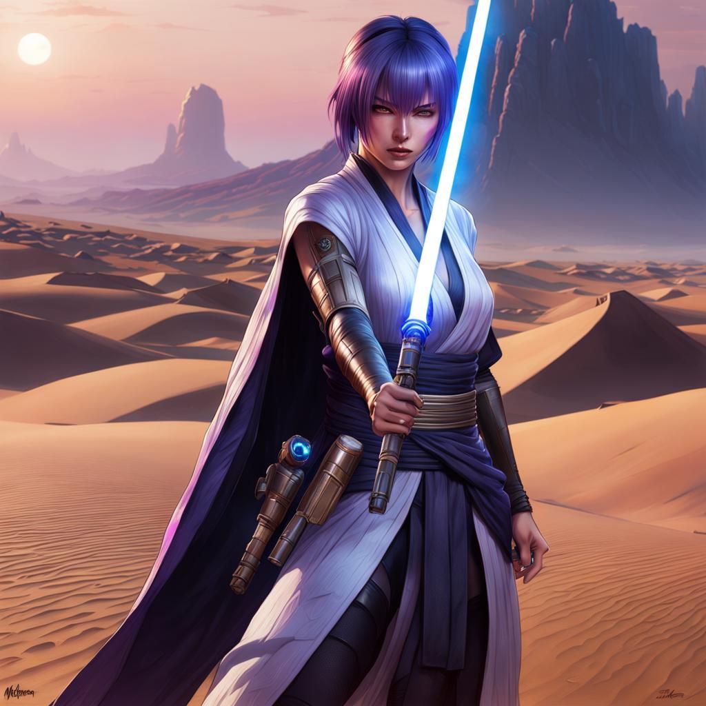 Ayane as Jedi Knight in Desert Landscape