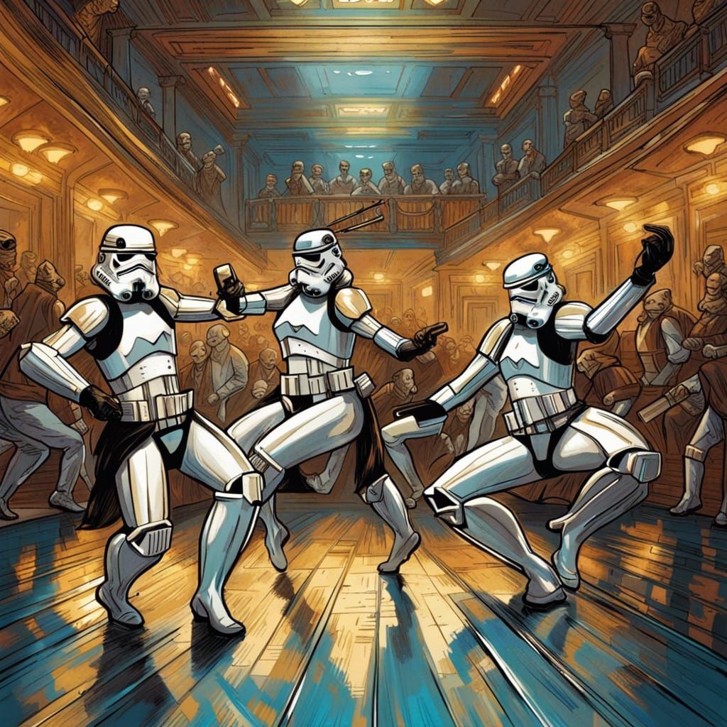Stormtroopers Can-Can in Toulouse-Lautrec Style