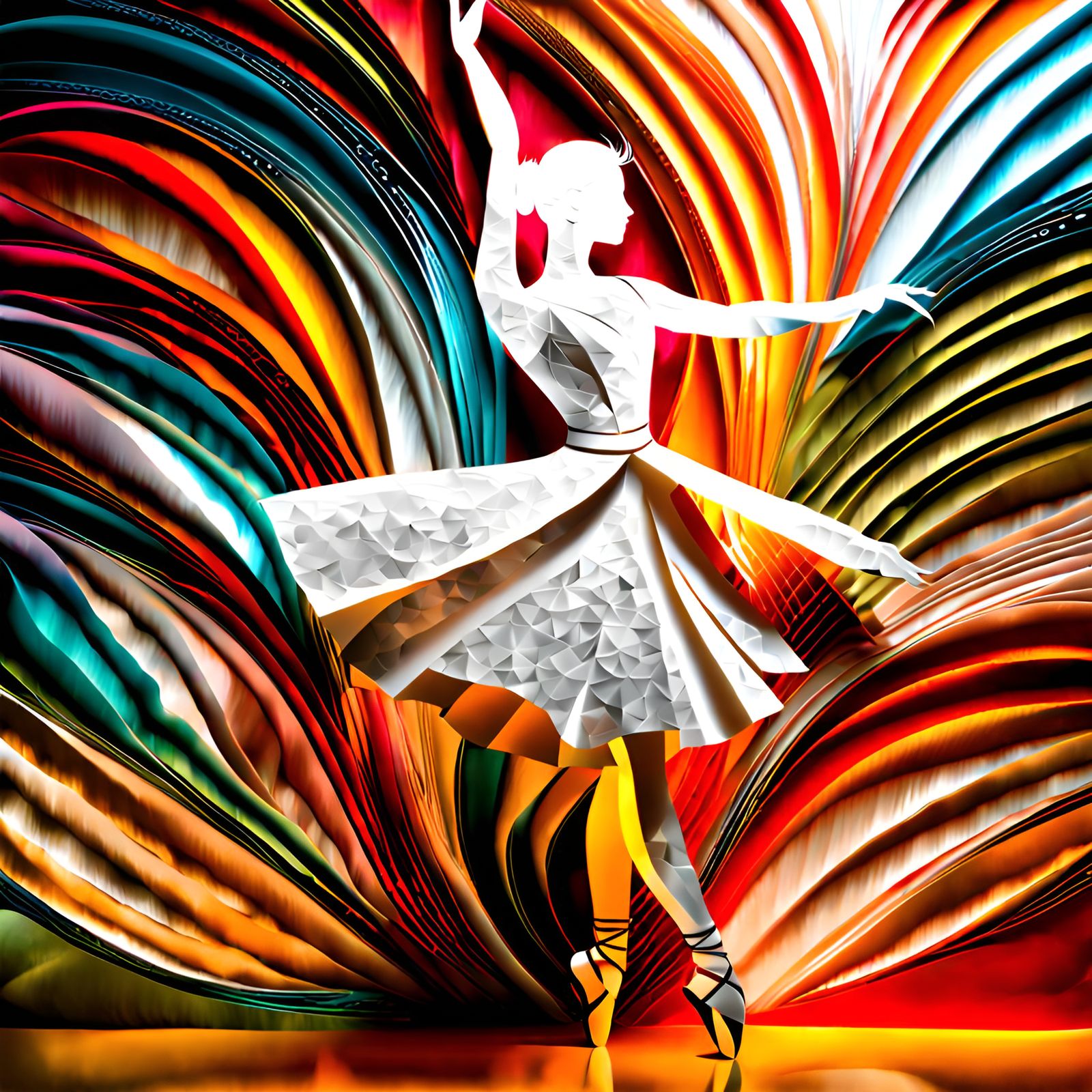 Paper Art: Ballerina in Dramatic Light