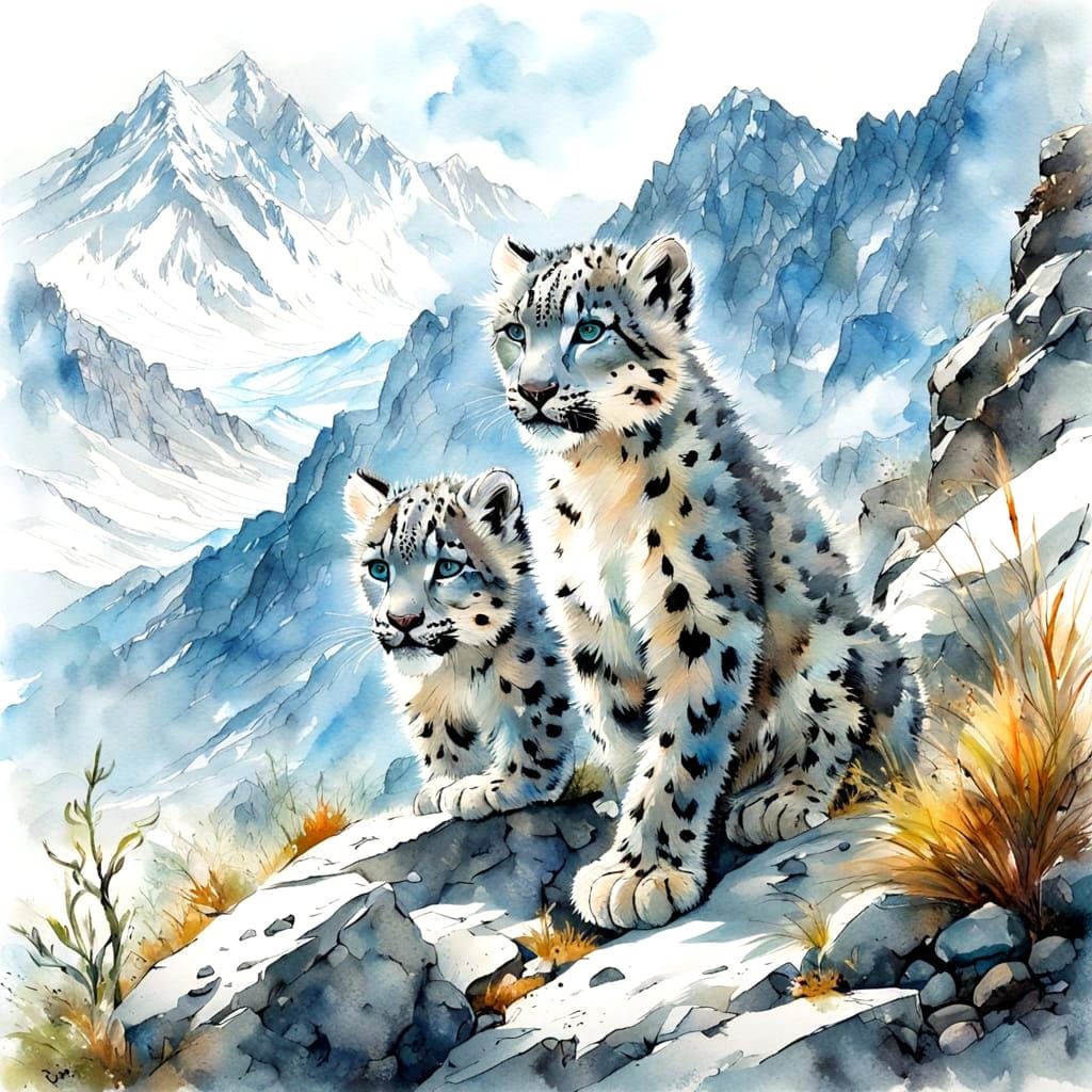 Snow Leopard Cub in Himalayan Landscape