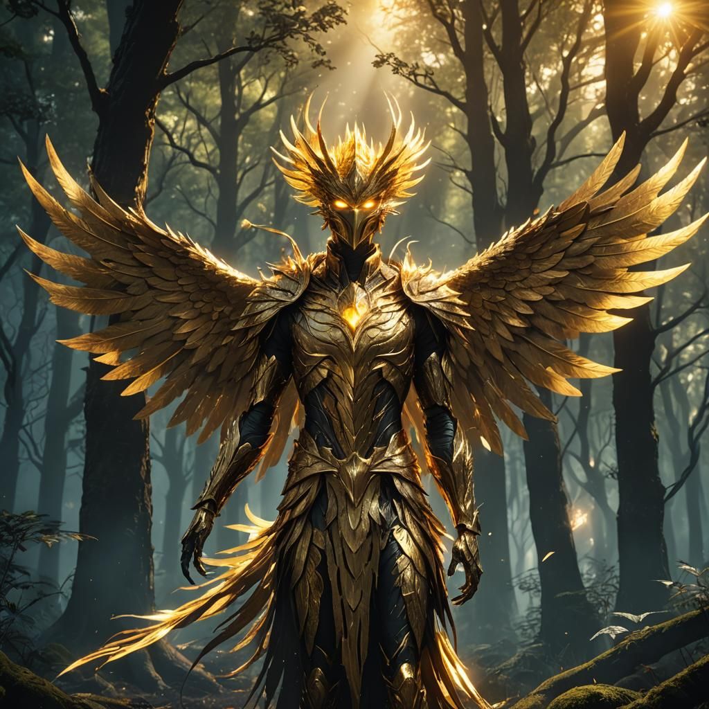 Golden Phoenix Cleansing Dark Forest, Anime Style