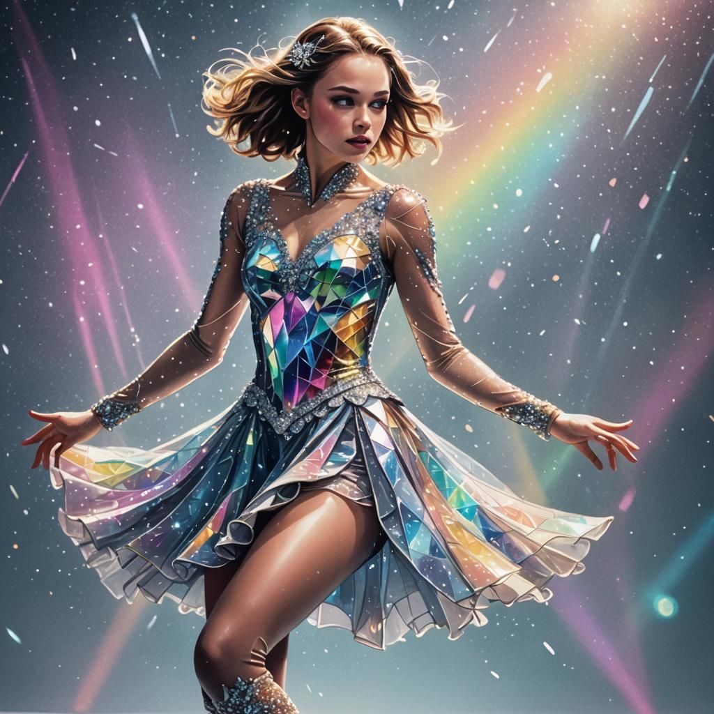 Sparkly Holographic Figure Skating Dress Sketch