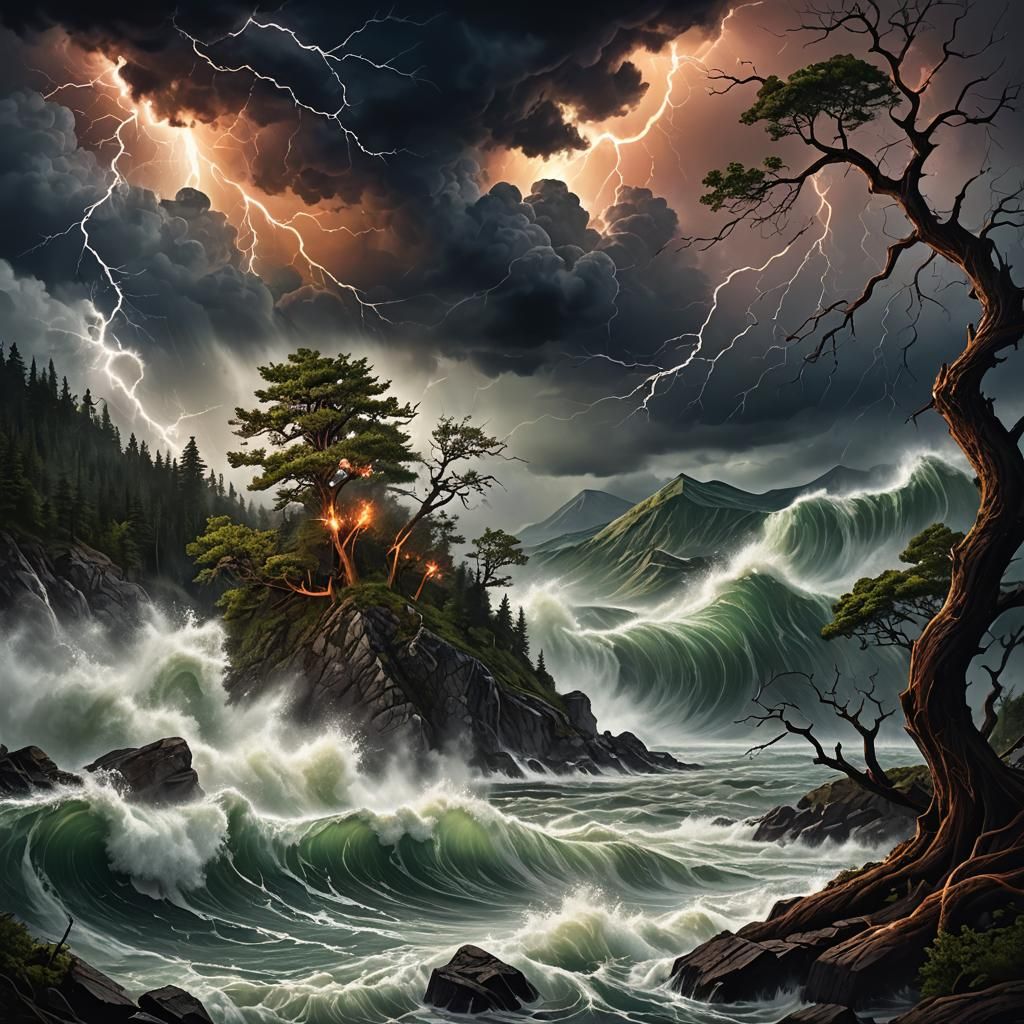 Dramatic Storm Clouds Over Fantasy Landscape