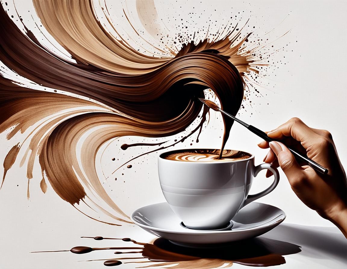 Coffee Painting of Woman on Fabric