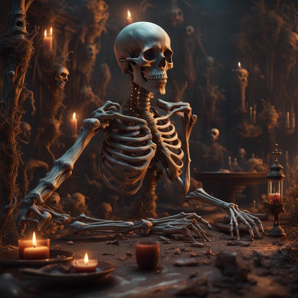 Fantastical Living Skeletons in Detailed Matte Painting