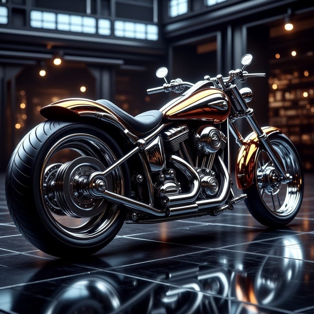 Futuristic Harley Davidson with Filigree Details