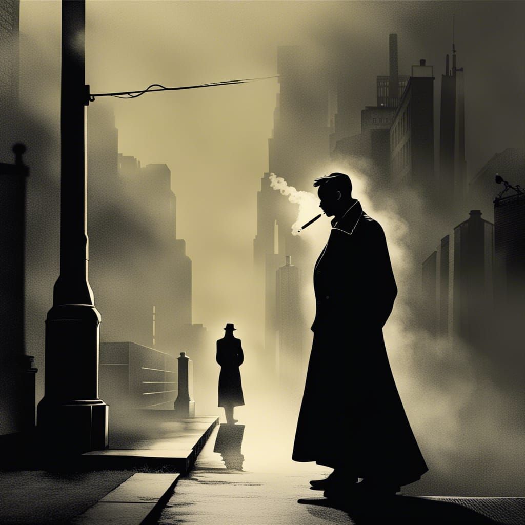 Film Noir: Man and Woman in Fog